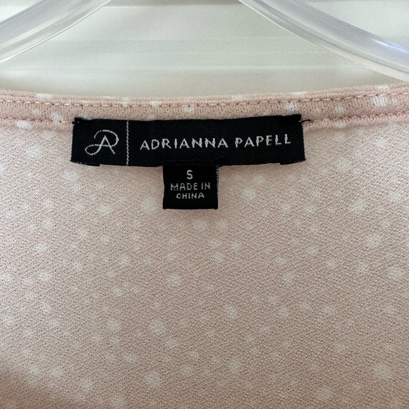 Adrianna Papell Peach Dot Flutter Sleeve Top With‎ Banded Bottom Size S - Picture 3 of 10